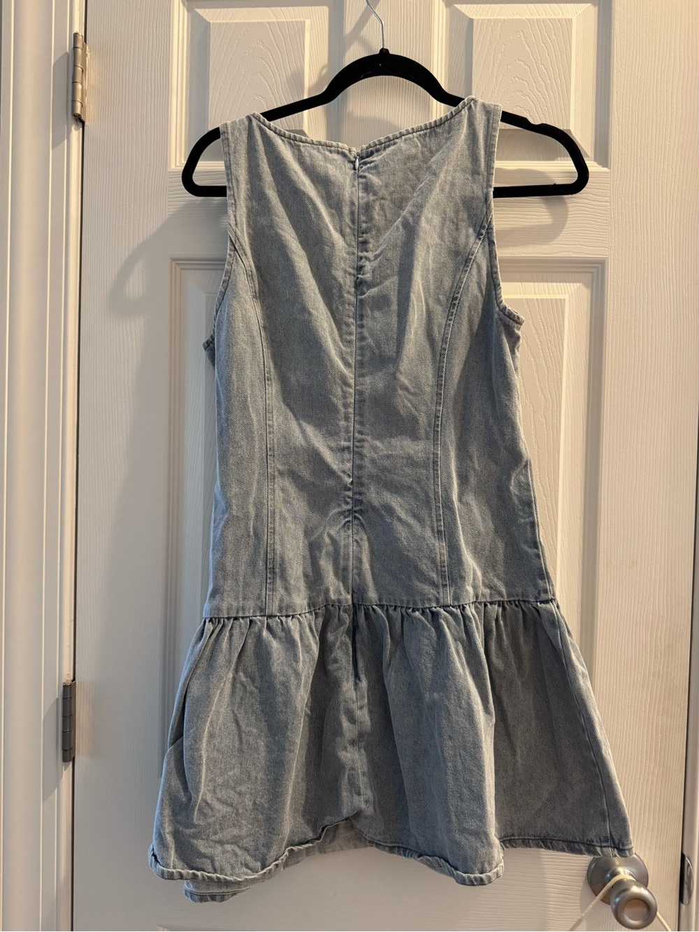 Le Lis Light Wash Denim Sleeveless Drop-Waist Mini Dress - Picture 11 of 11